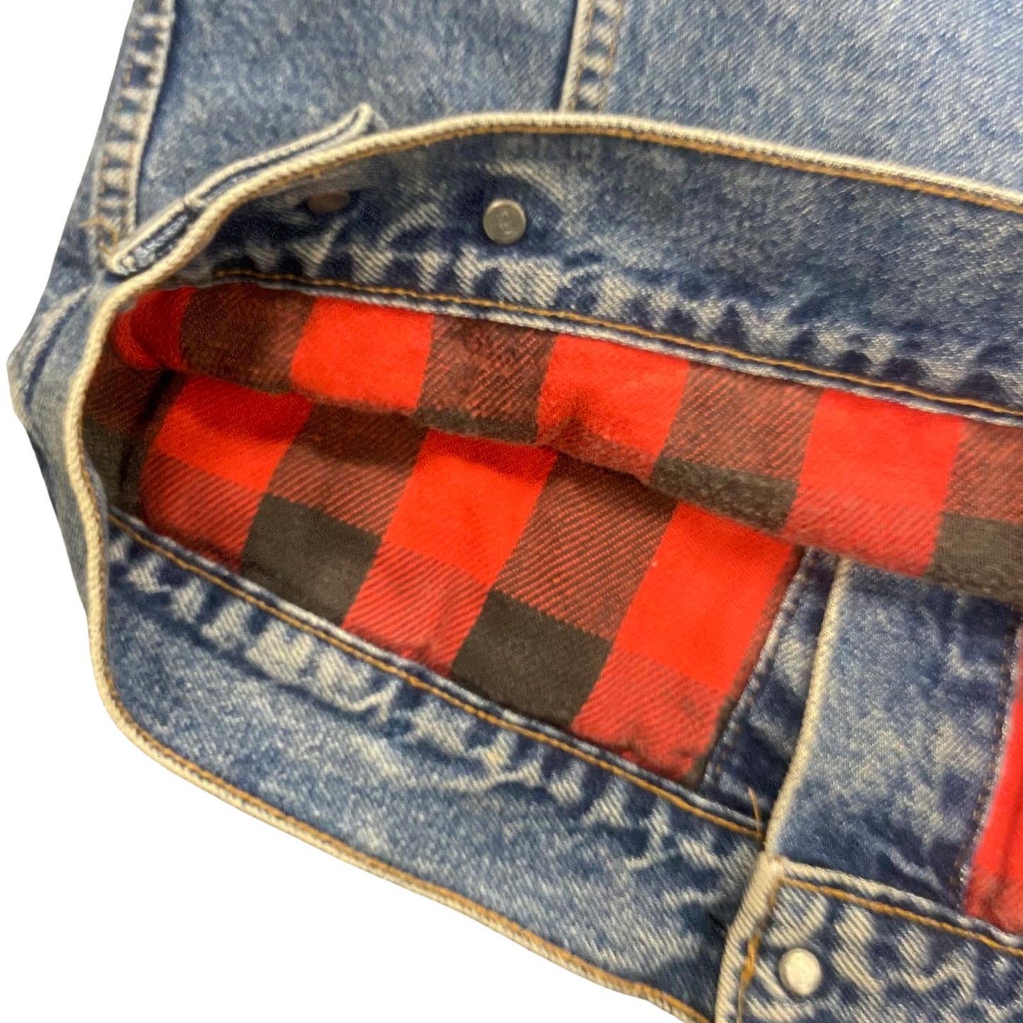 VTG 80s USA MADE LEVIS 70411 FLANNEL LINED DENIM TYPE 3 TRUCKER DENIM JACKET 36S