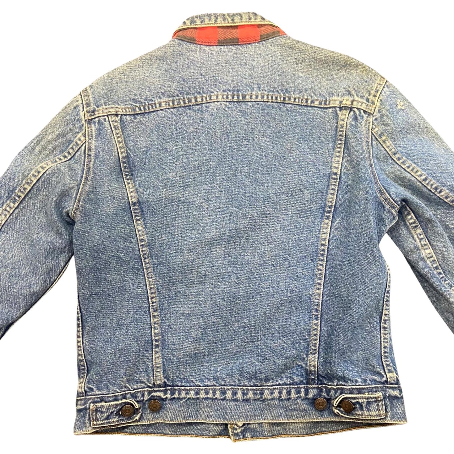 VTG 80s USA MADE LEVIS 70411 FLANNEL LINED DENIM TYPE 3 TRUCKER DENIM JACKET 36S