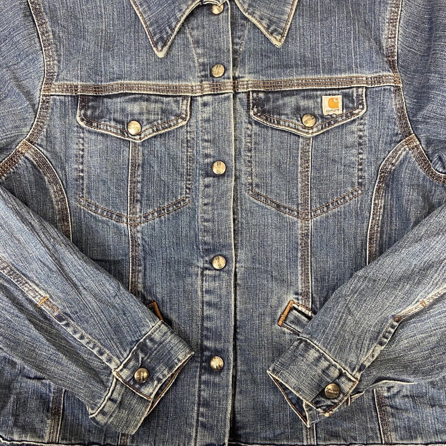 USA IMPORTED CARHARTT FOR WOMEN DENIM JACKET CASUAL WORKWEAR VGC 40” CHEST