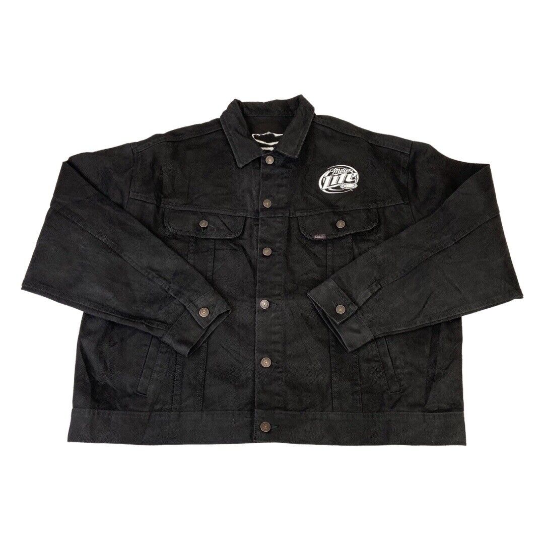 VTG 100 YEAR 2003 BLACK LEE HARLEY DAVIDSON MILLER LITE BEER DENIM JACKET XXL 50