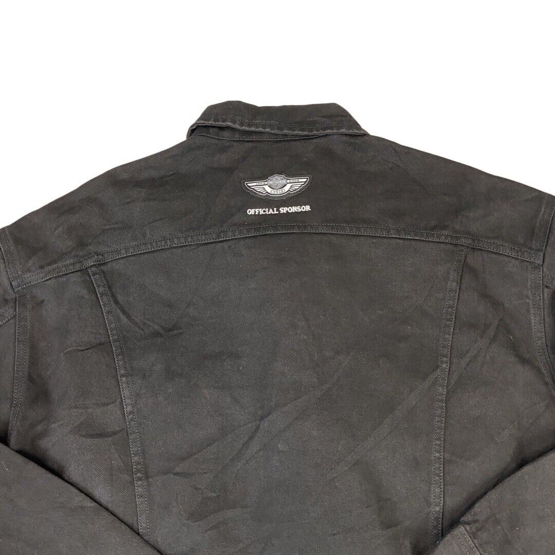 VTG 100 YEAR 2003 BLACK LEE HARLEY DAVIDSON MILLER LITE BEER DENIM JACKET XXL 50