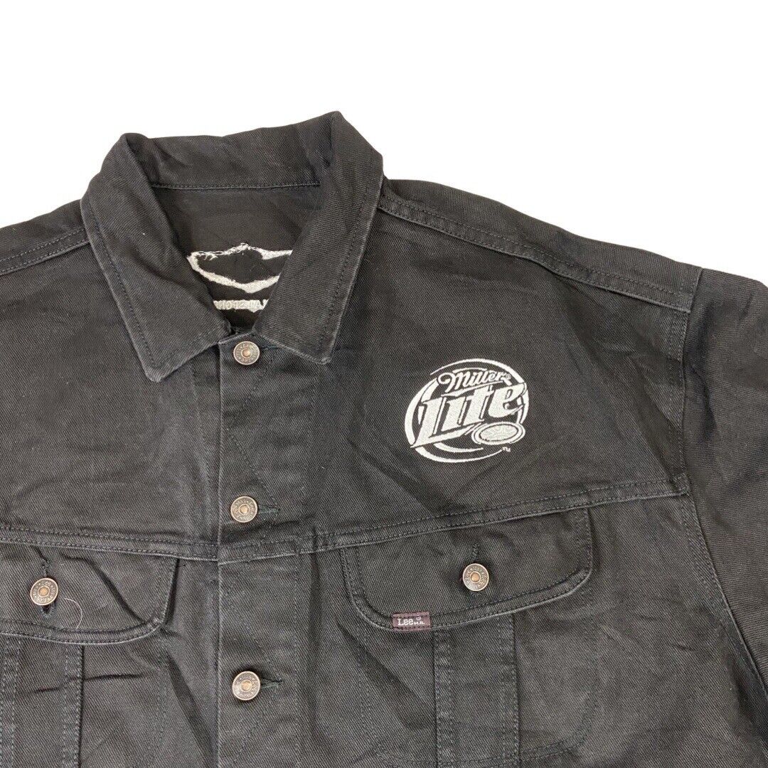 VTG 100 YEAR 2003 BLACK LEE HARLEY DAVIDSON MILLER LITE BEER DENIM JACKET XXL 50