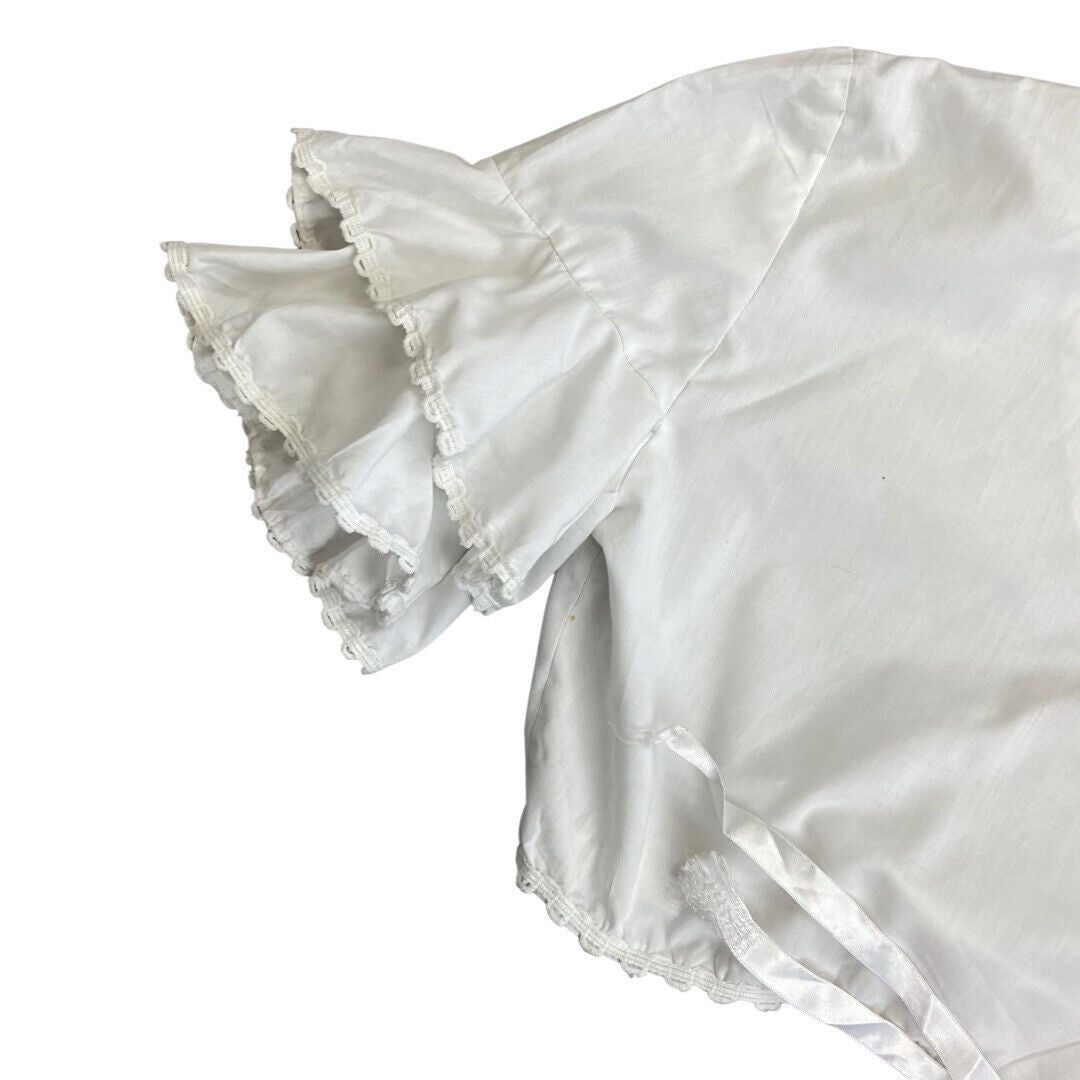 Vintage 90s00s White Cropped Cotton Cross Wrap Tie Up Blouse Top M 12/14