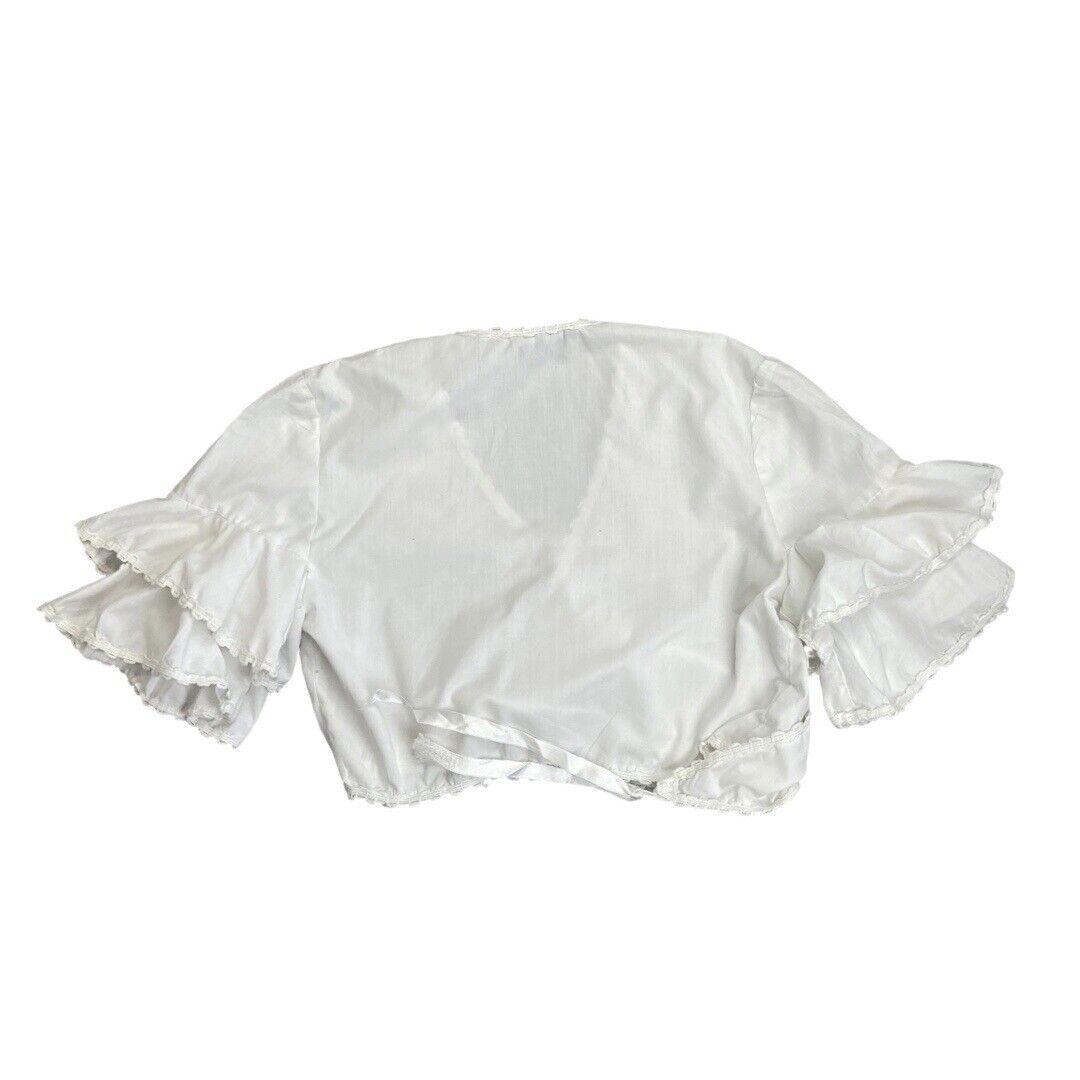 Vintage 90s00s White Cropped Cotton Cross Wrap Tie Up Blouse Top M 12/14