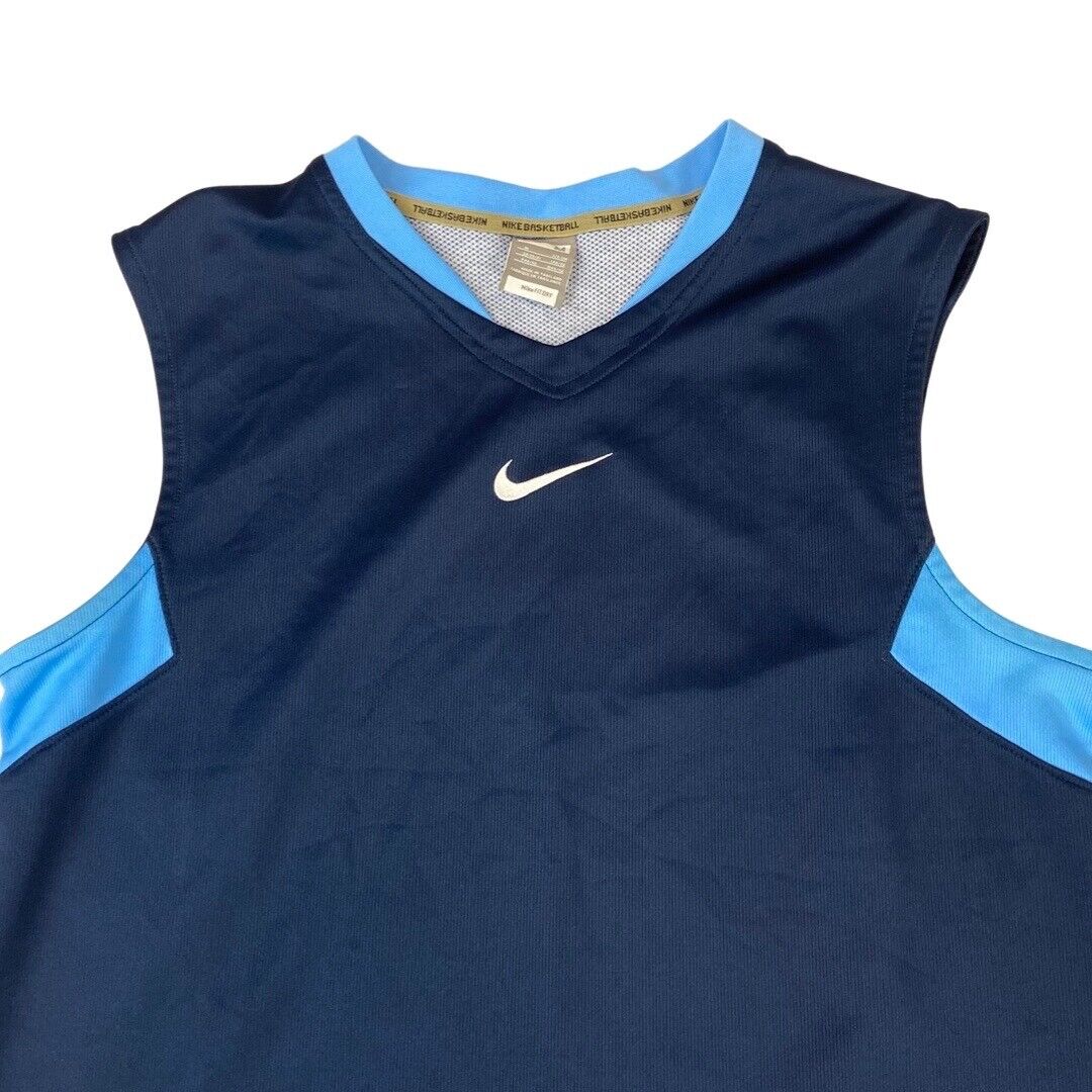 00's Navy & Baby Blue Nike Fit Dry Basketball Vest Large
