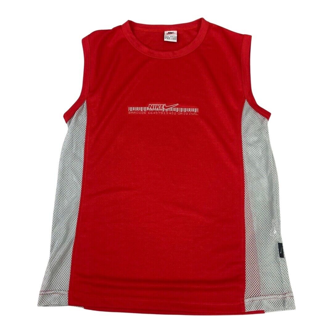 Vintage 90s Red & Silver Nike Barcode Original Tanktop Vest Large