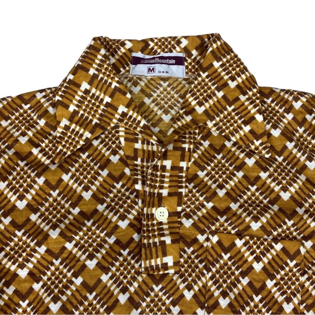 VTG 70s 1/2 BUTTON DISCO SHIRT POLYESTER BIG COLLARS DISCO 34” XS