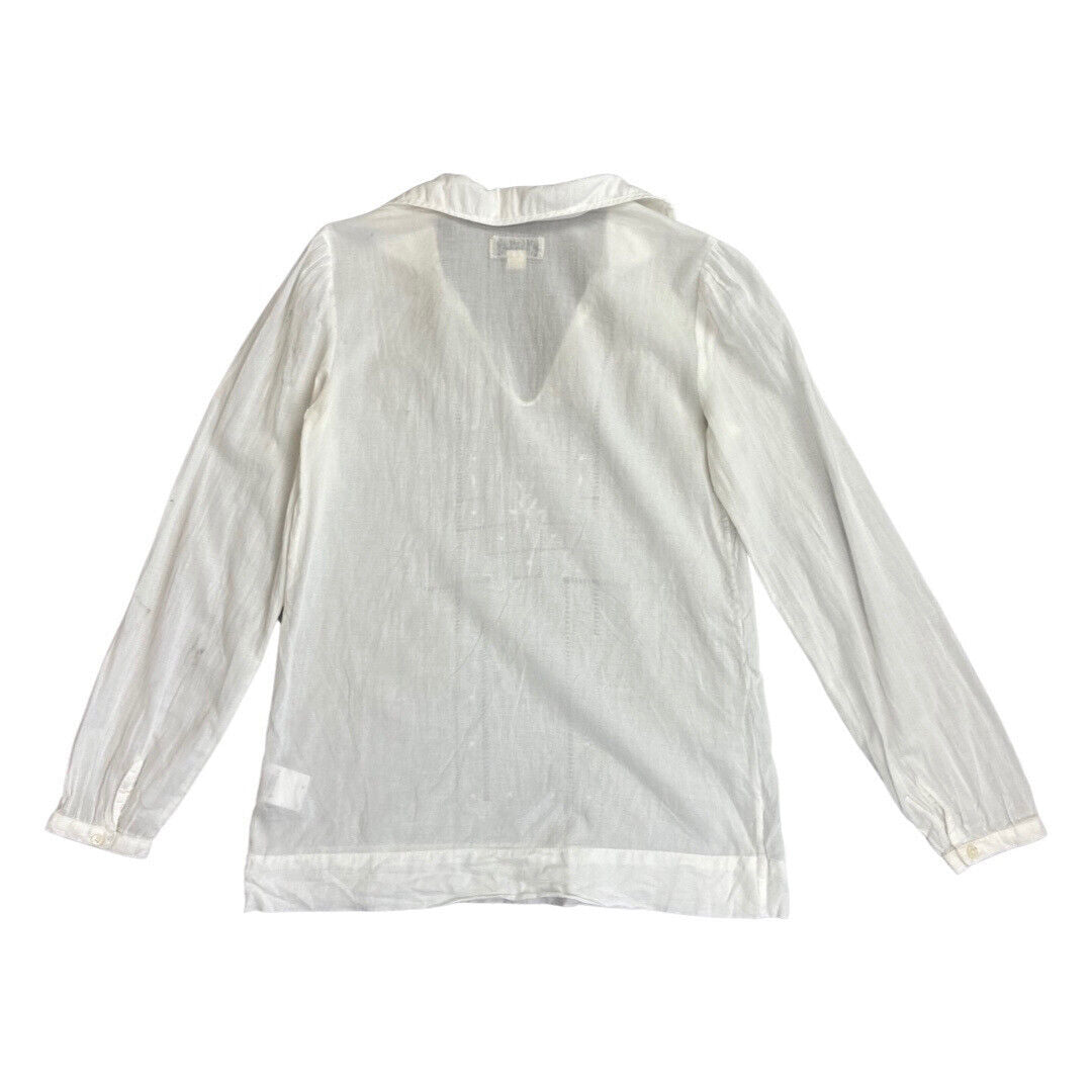 Vintage 90s 00s White Polo Jeans Co Ralph Lauren Long Sleeve Blouse Shirt S 8/10