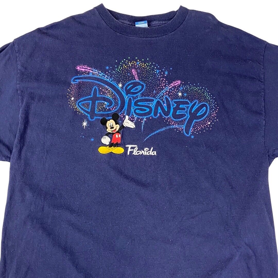 Vintage 90s Navy Disney World Florida Mickey Mouse Graphic T-Shirt XL