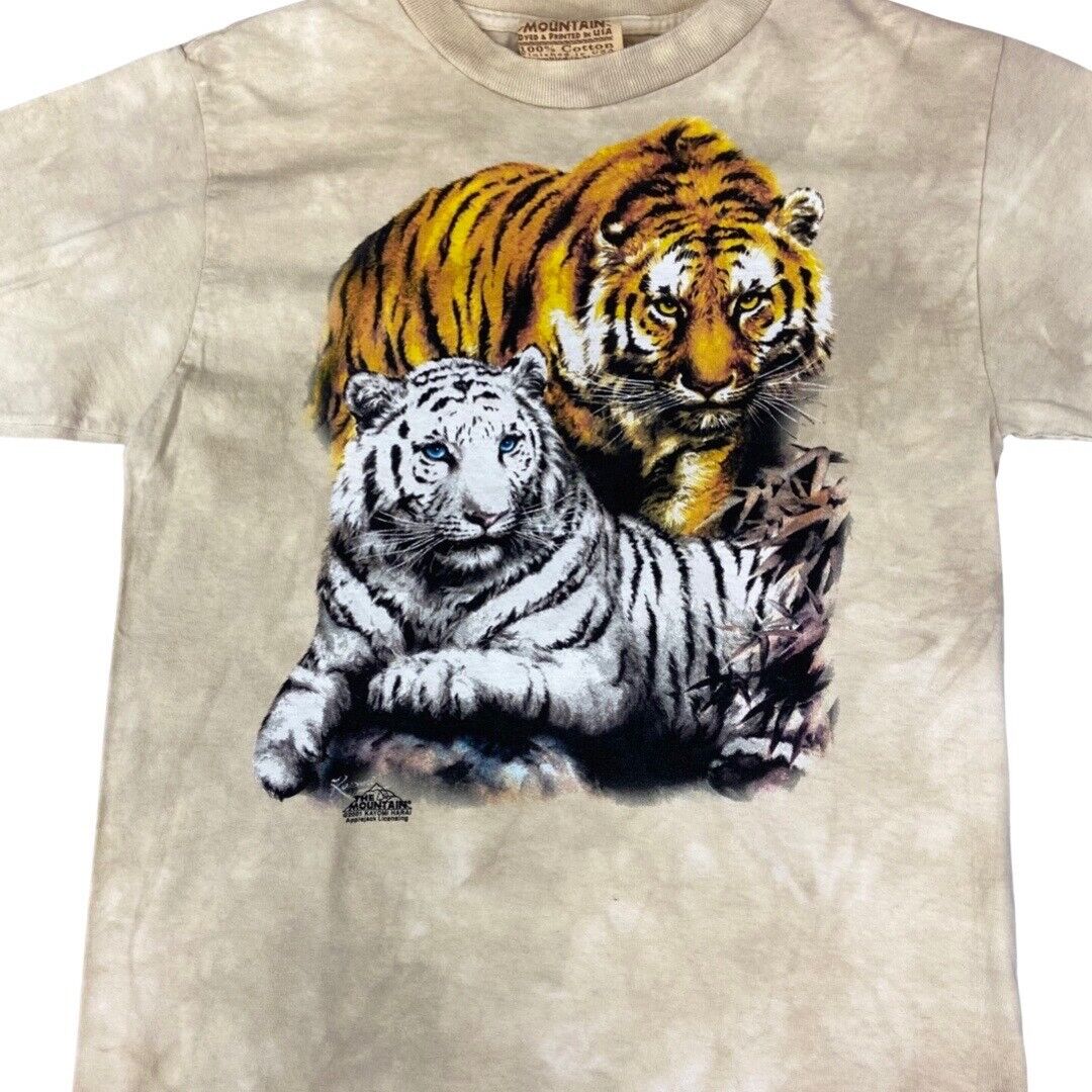 Vintage 2001 Beige The Mountain Tiger/Snow Tiger Graphic T-Shirt Extra Small