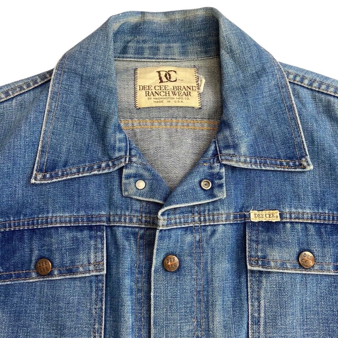 VTG 70s USA WASHINGTON DEE CEE DENIM TRUCKER RODEO JACKET ROCKABILLY 38” S