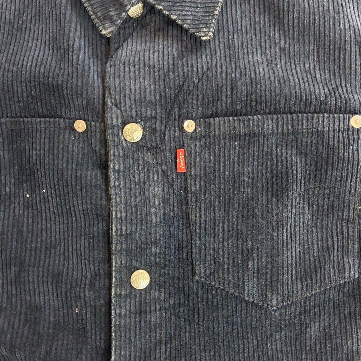 2000s LEVIS RED TAB ENGINEERED NAVY BLUE CORDUROY CORD TRUCKER JACKET 36” SMALL
