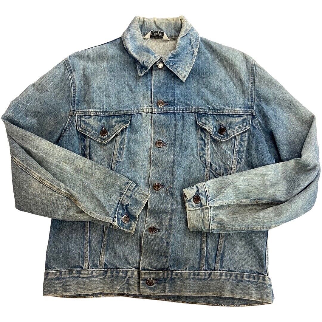 VTG 70s USA MR LEGGS WESTERN WEAR DENIM TRUCKER RODEO JACKET ROCKABILLY 38” S