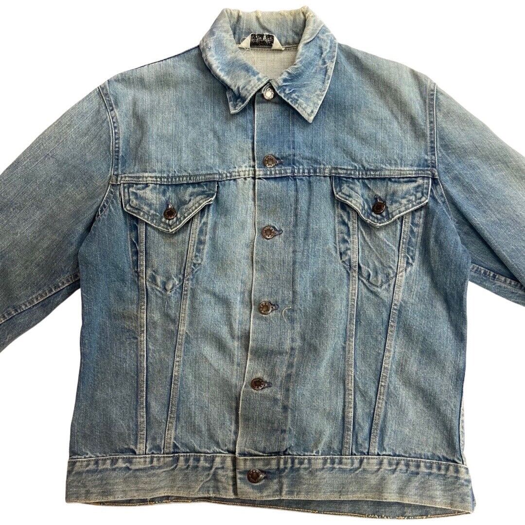 VTG 70s USA MR LEGGS WESTERN WEAR DENIM TRUCKER RODEO JACKET ROCKABILLY 38” S