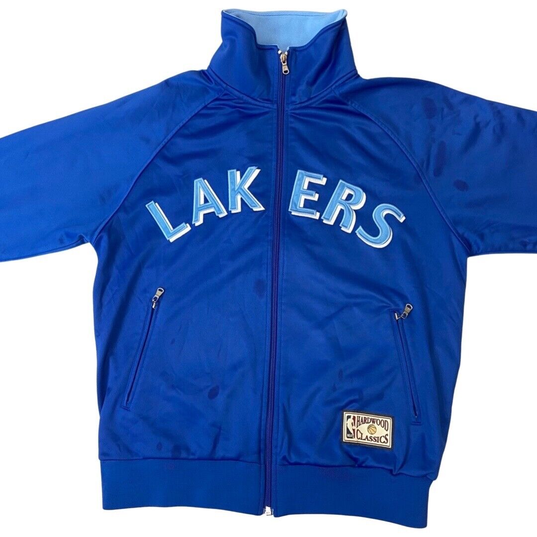 00s Blue Champion Hardwood Classics Los Angeles Lakers Zip-Up Track Jacket Large