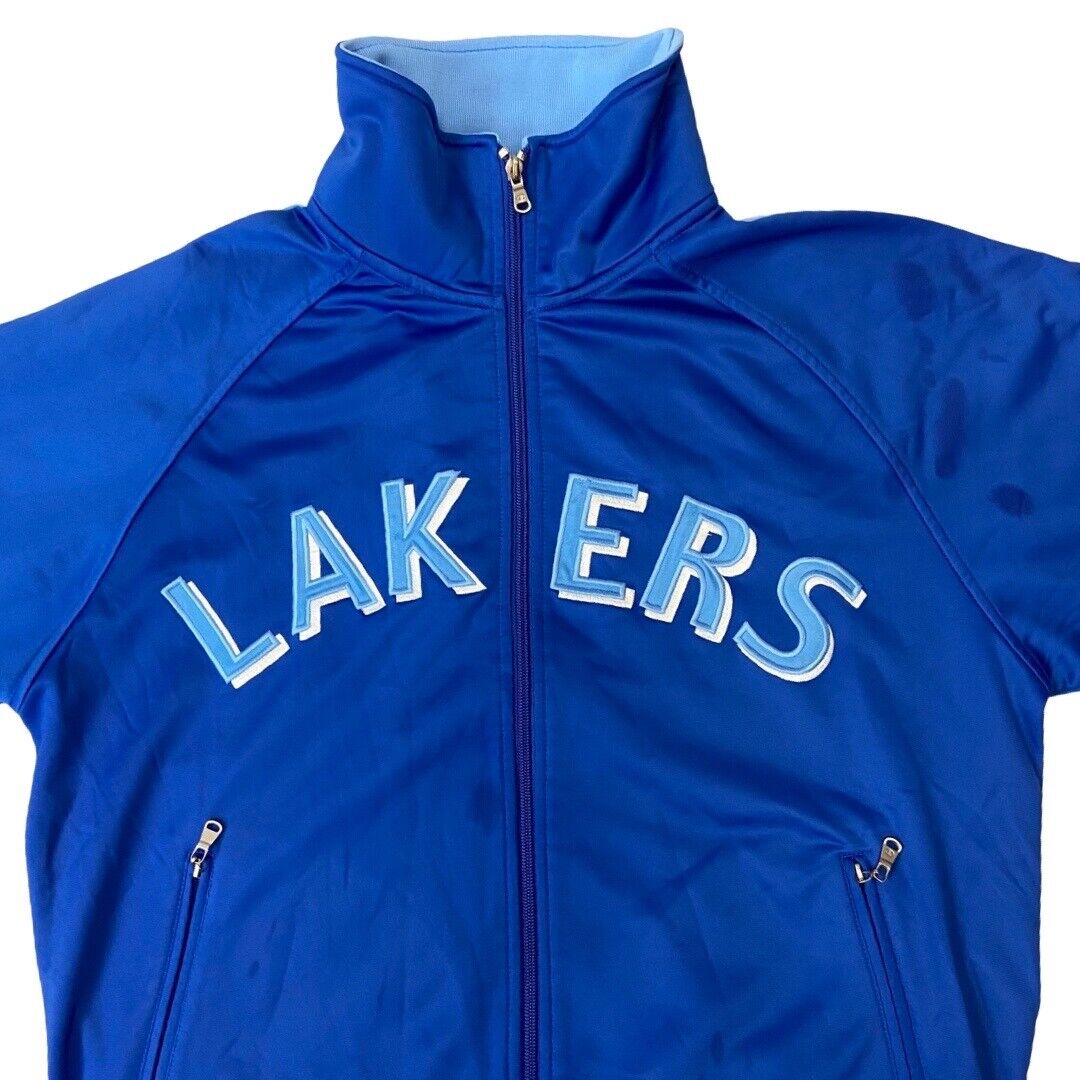 00s Blue Champion Hardwood Classics Los Angeles Lakers Zip-Up Track Jacket Large