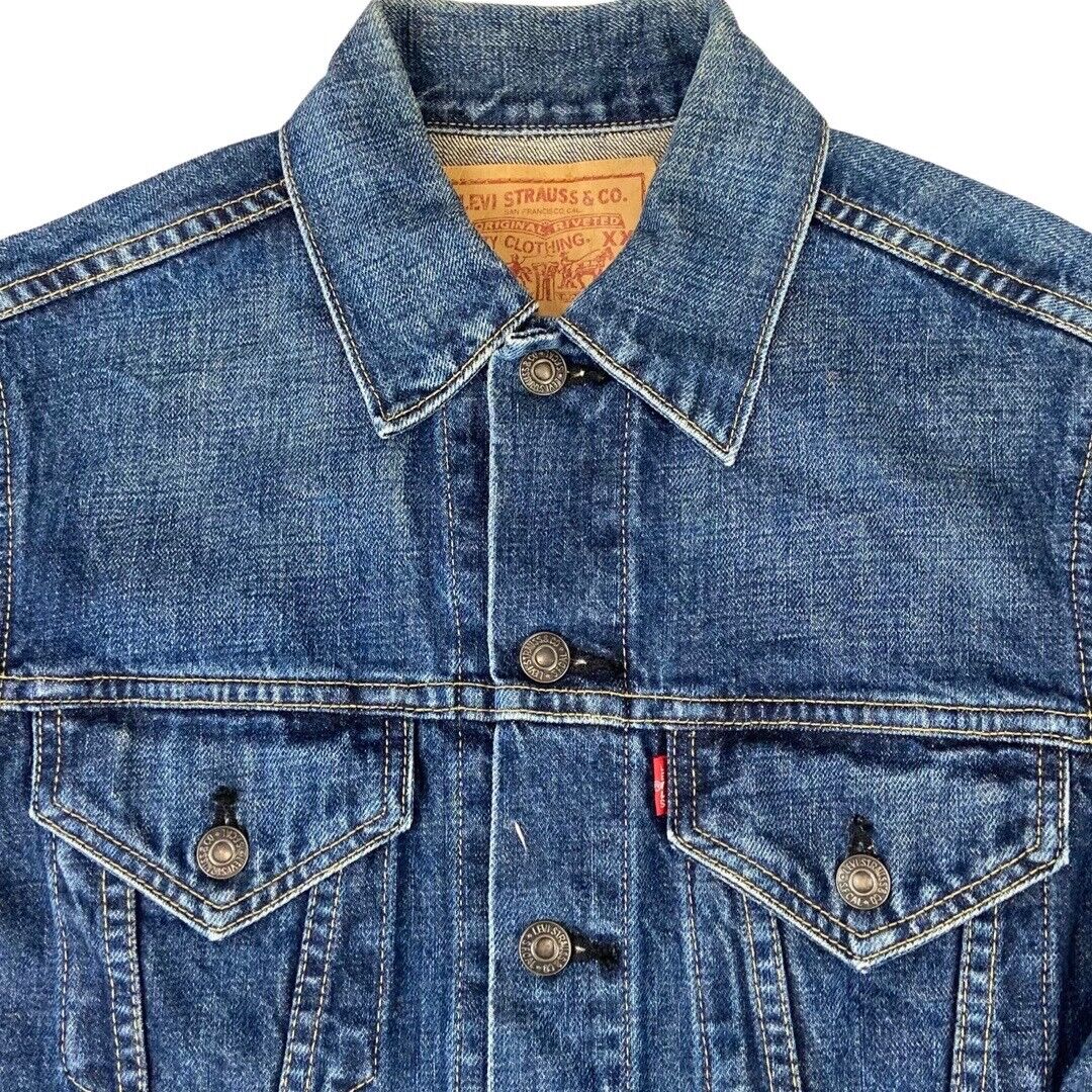 VTG 90s LEVIS BIG E JAPANESE TYPE 3 TRUCKER DENIM JACKET ROCKABILLY MOD 34” XS