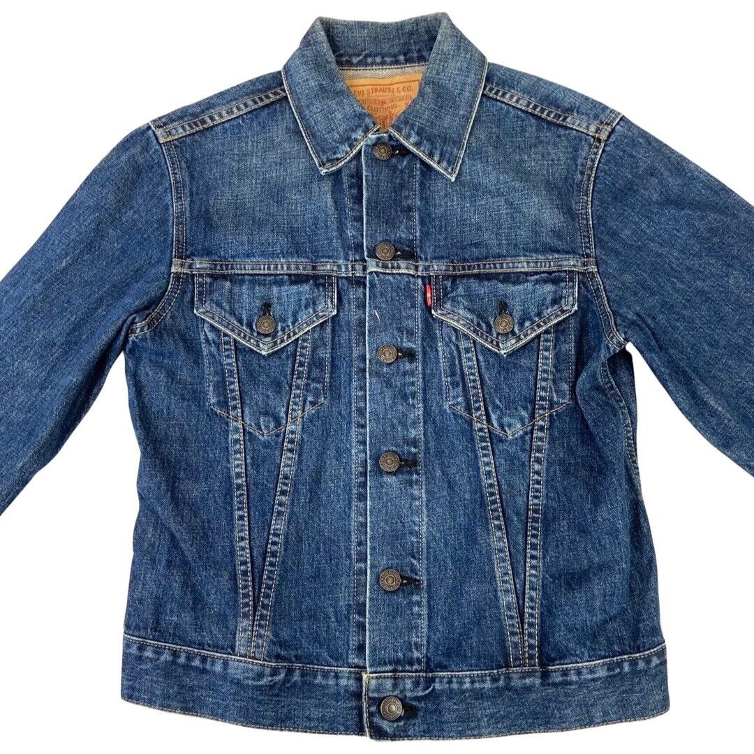 VTG 90s LEVIS BIG E JAPANESE TYPE 3 TRUCKER DENIM JACKET ROCKABILLY MOD 34” XS