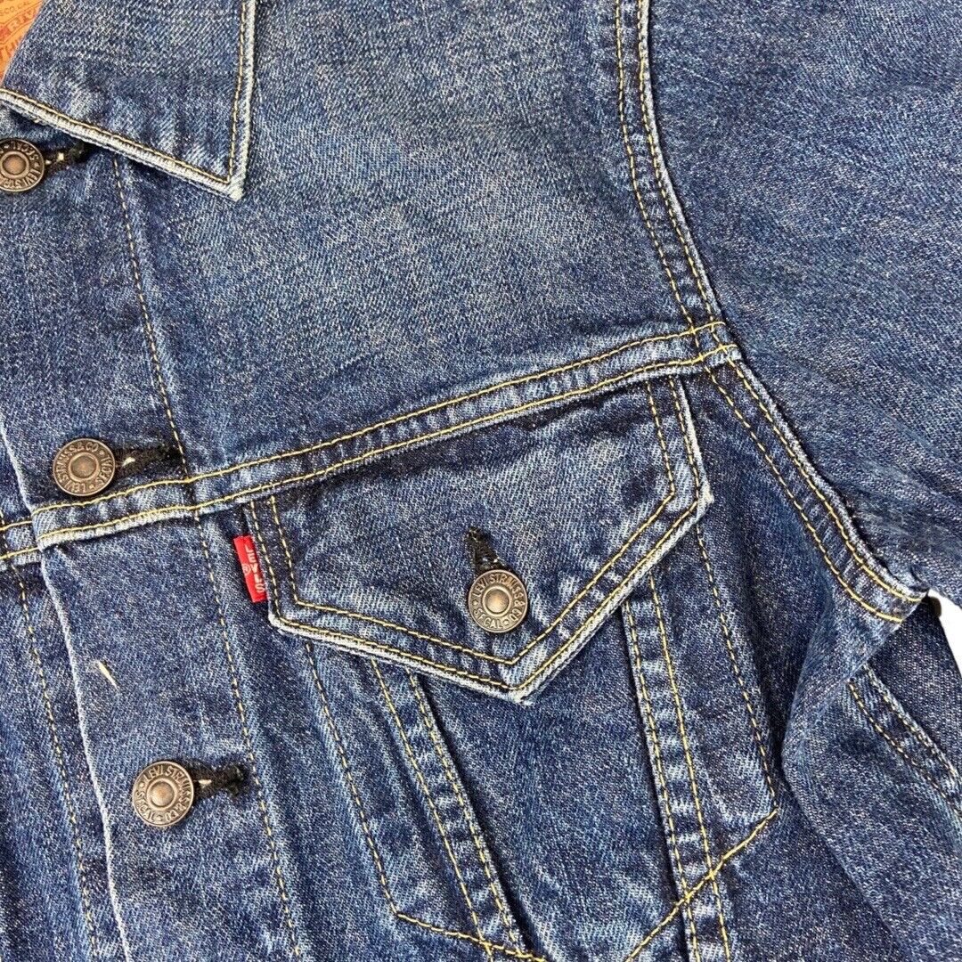 VTG 90s LEVIS BIG E JAPANESE TYPE 3 TRUCKER DENIM JACKET ROCKABILLY MOD 34” XS