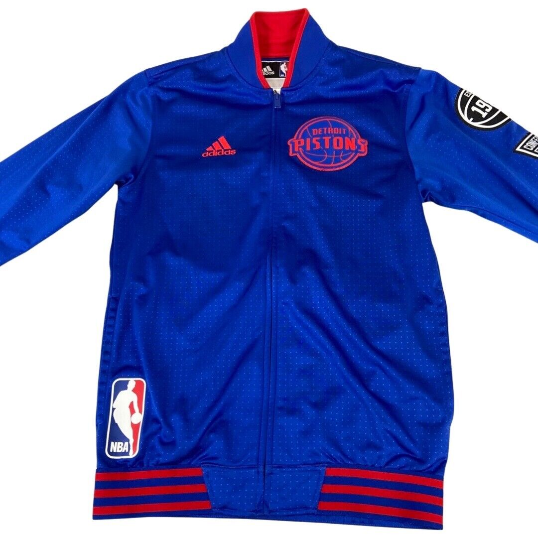2015 Blue & Red Adidas Detroit Pistons NBA Zip-Up Track Training Jacket Medium