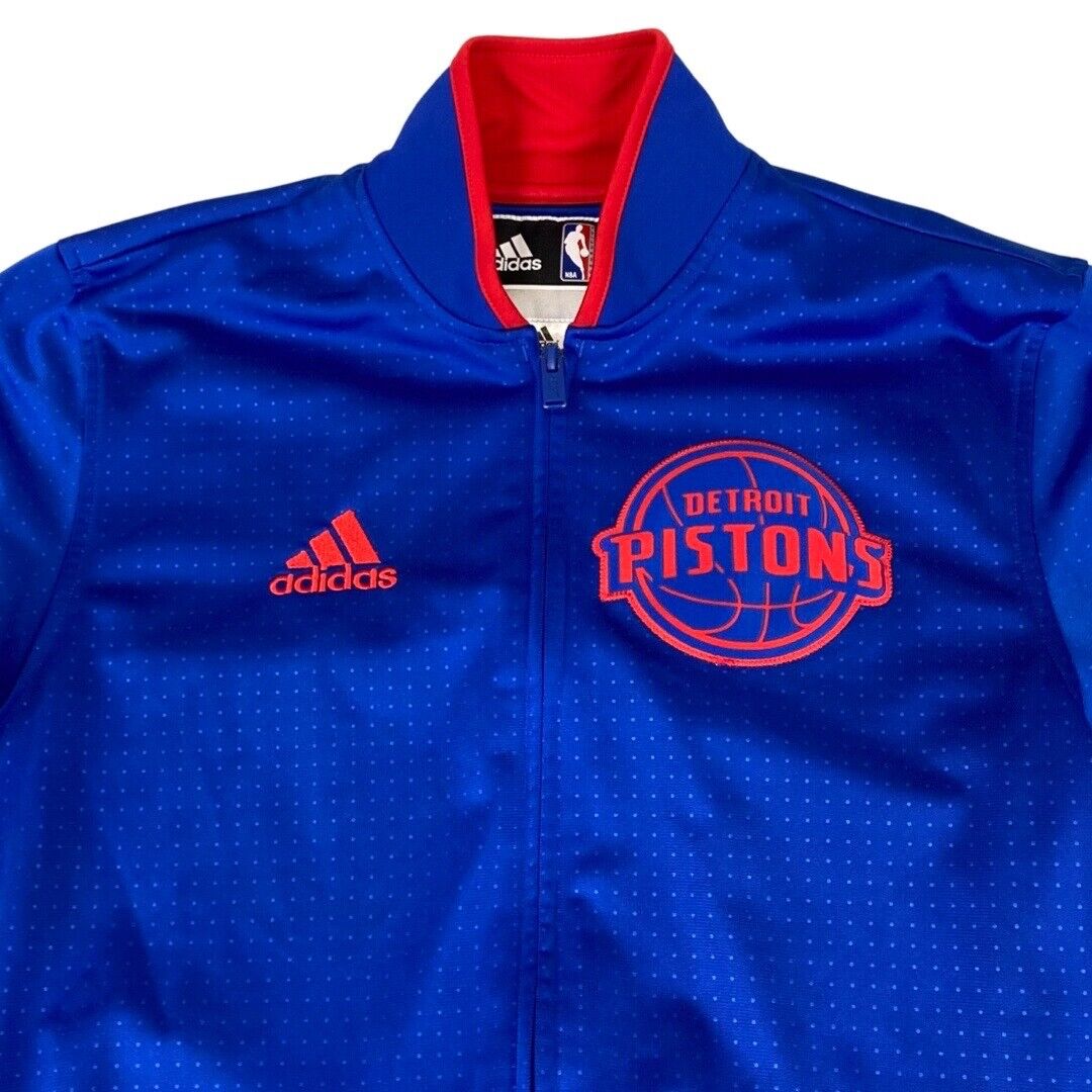2015 Blue & Red Adidas Detroit Pistons NBA Zip-Up Track Training Jacket Medium