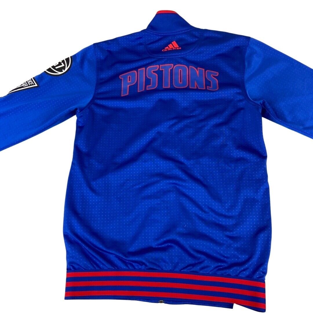 2015 Blue & Red Adidas Detroit Pistons NBA Zip-Up Track Training Jacket Medium
