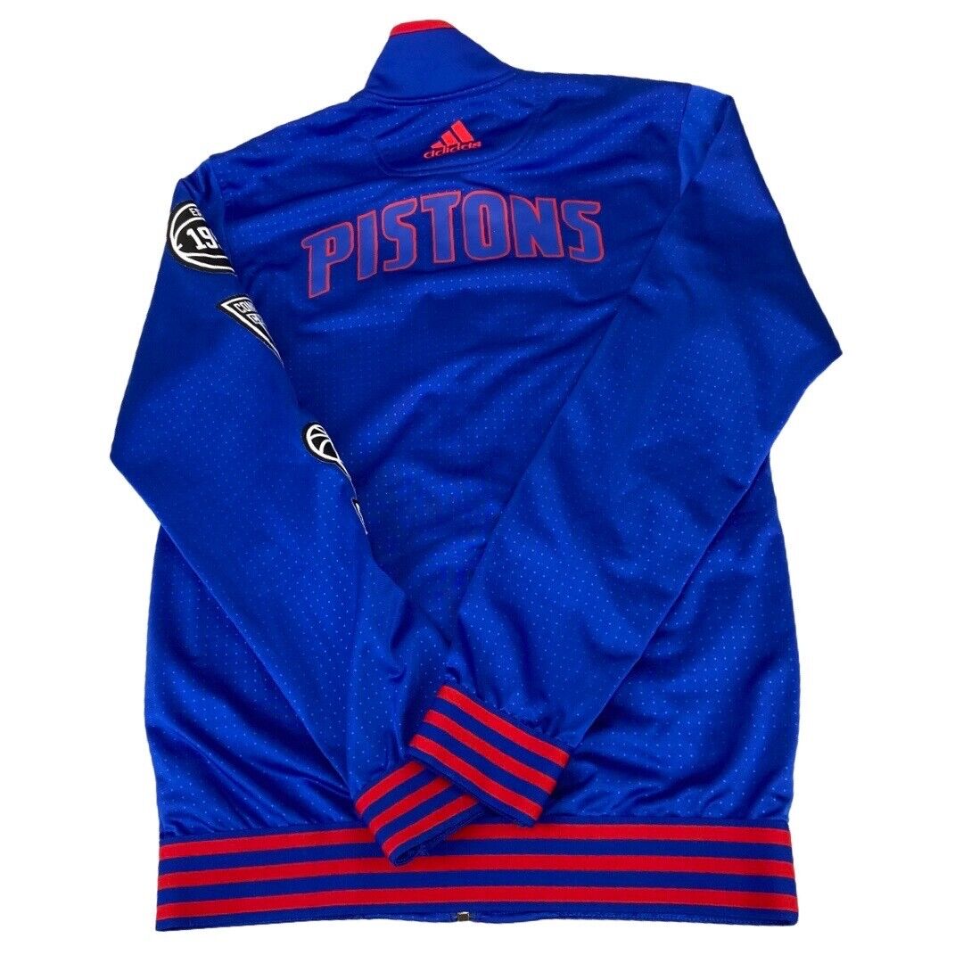 2015 Blue & Red Adidas Detroit Pistons NBA Zip-Up Track Training Jacket Medium
