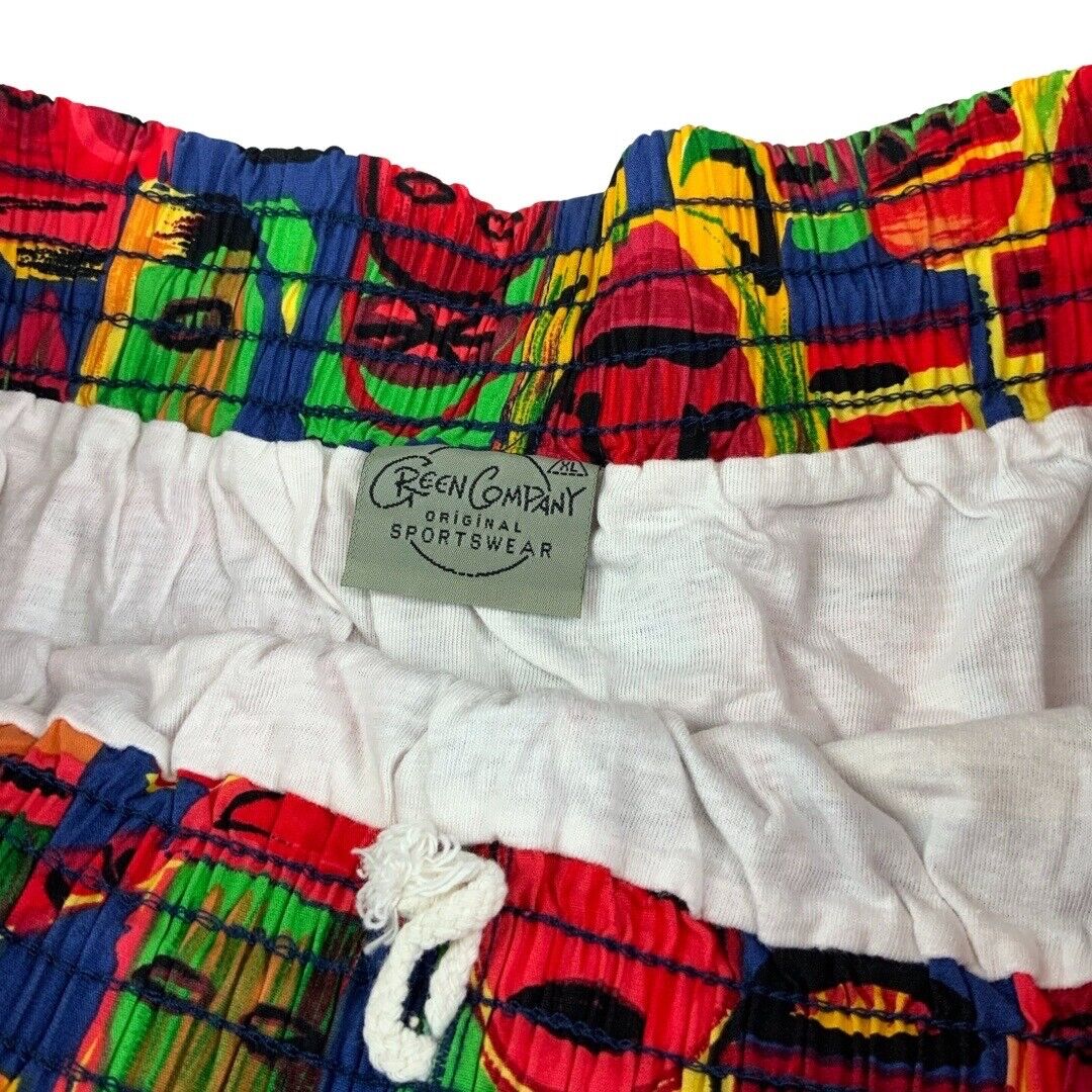 VTG Multi-Coloured Windjammer Style Geometric Tribal Aztec Tiki AOP Shorts Large
