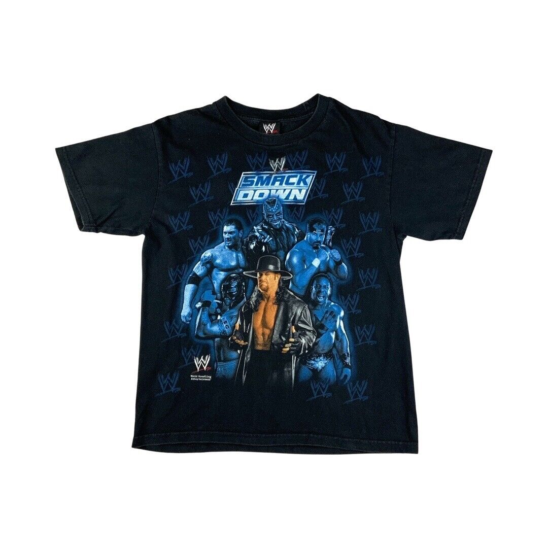 Vintage 2000s Black WWE Smack Down Graphic T-Shirt Medium