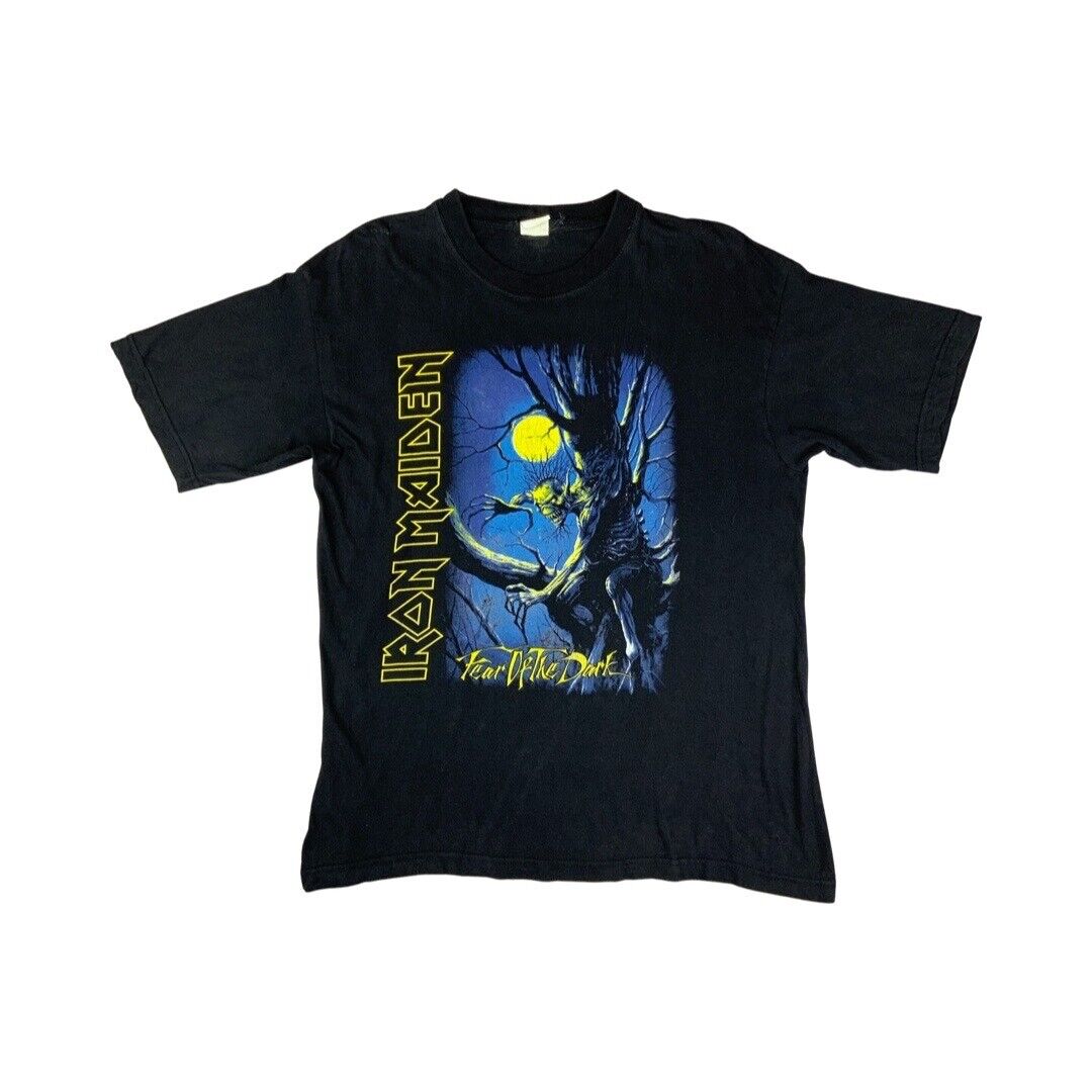 Vintage 1990s Black Iron Maiden Fear Of The Dark Graphic T-Shirt Large