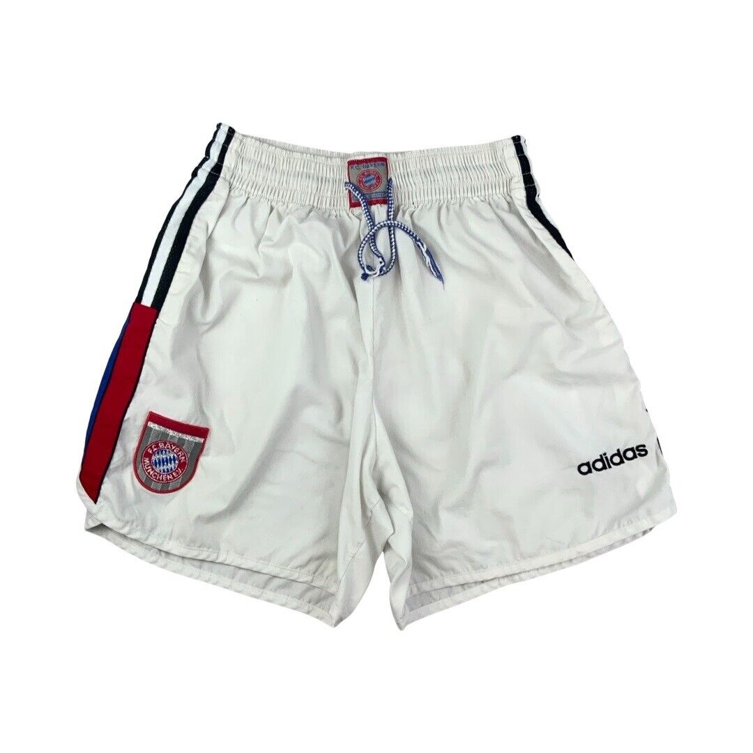 Vintage 1990s White, Red & Blue Adidas Bayern Munich Football Shorts Medium