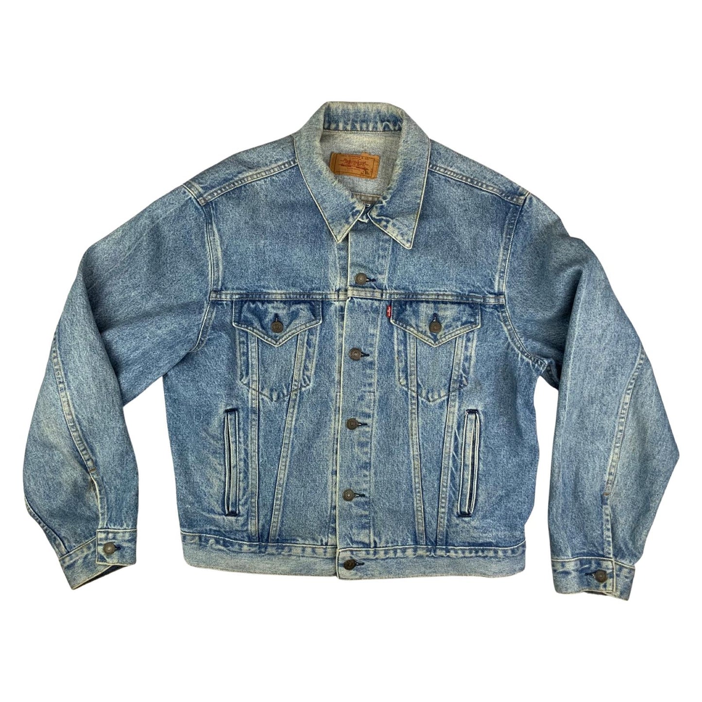 VTG 80s USA MADE LEVIS 70506-0214 RED TAB TYPE 3 TRUCKER DENIM JACKET 40" M
