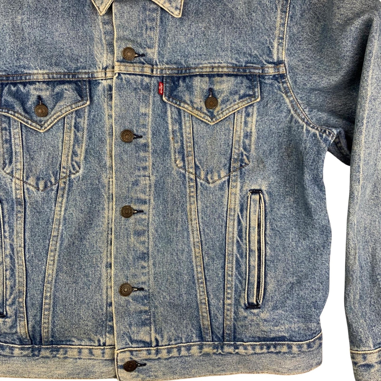 VTG 80s USA MADE LEVIS 70506-0214 RED TAB TYPE 3 TRUCKER DENIM JACKET 40" M