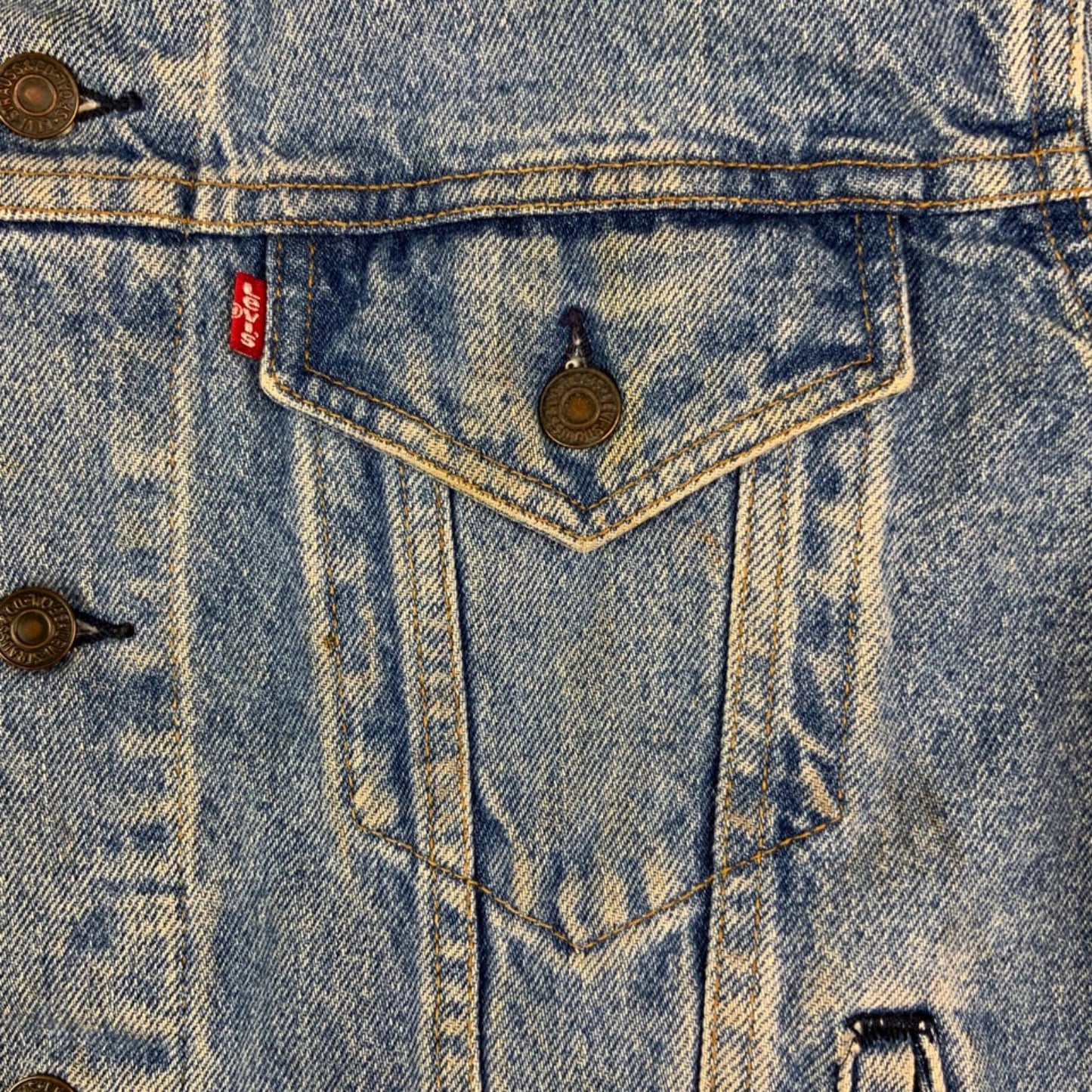 VTG 80s USA MADE LEVIS 70506-0214 RED TAB TYPE 3 TRUCKER DENIM JACKET 40" M