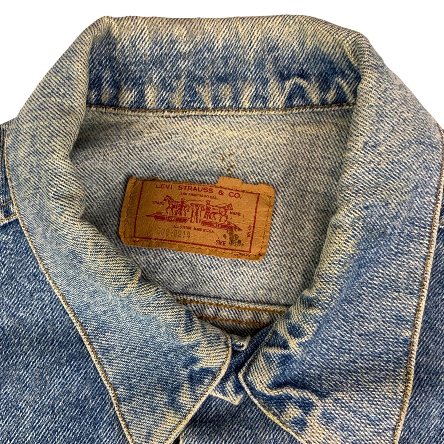 VTG 80s USA MADE LEVIS 70506-0214 RED TAB TYPE 3 TRUCKER DENIM JACKET 40" M
