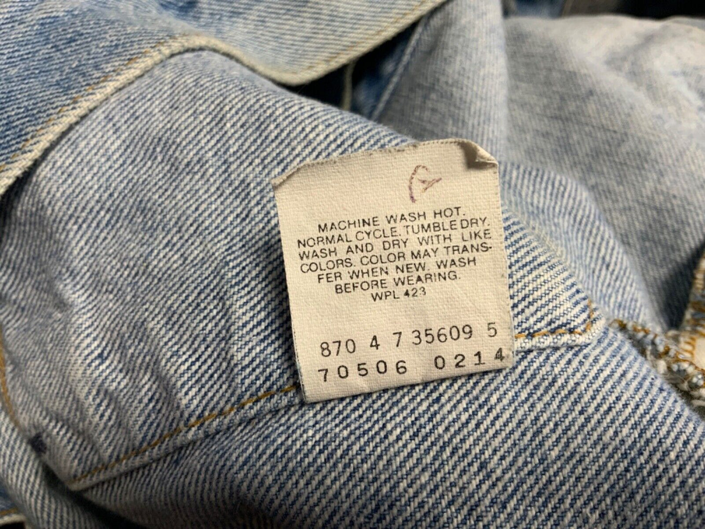 VTG 80s USA MADE LEVIS 70506-0214 RED TAB TYPE 3 TRUCKER DENIM JACKET 40" M