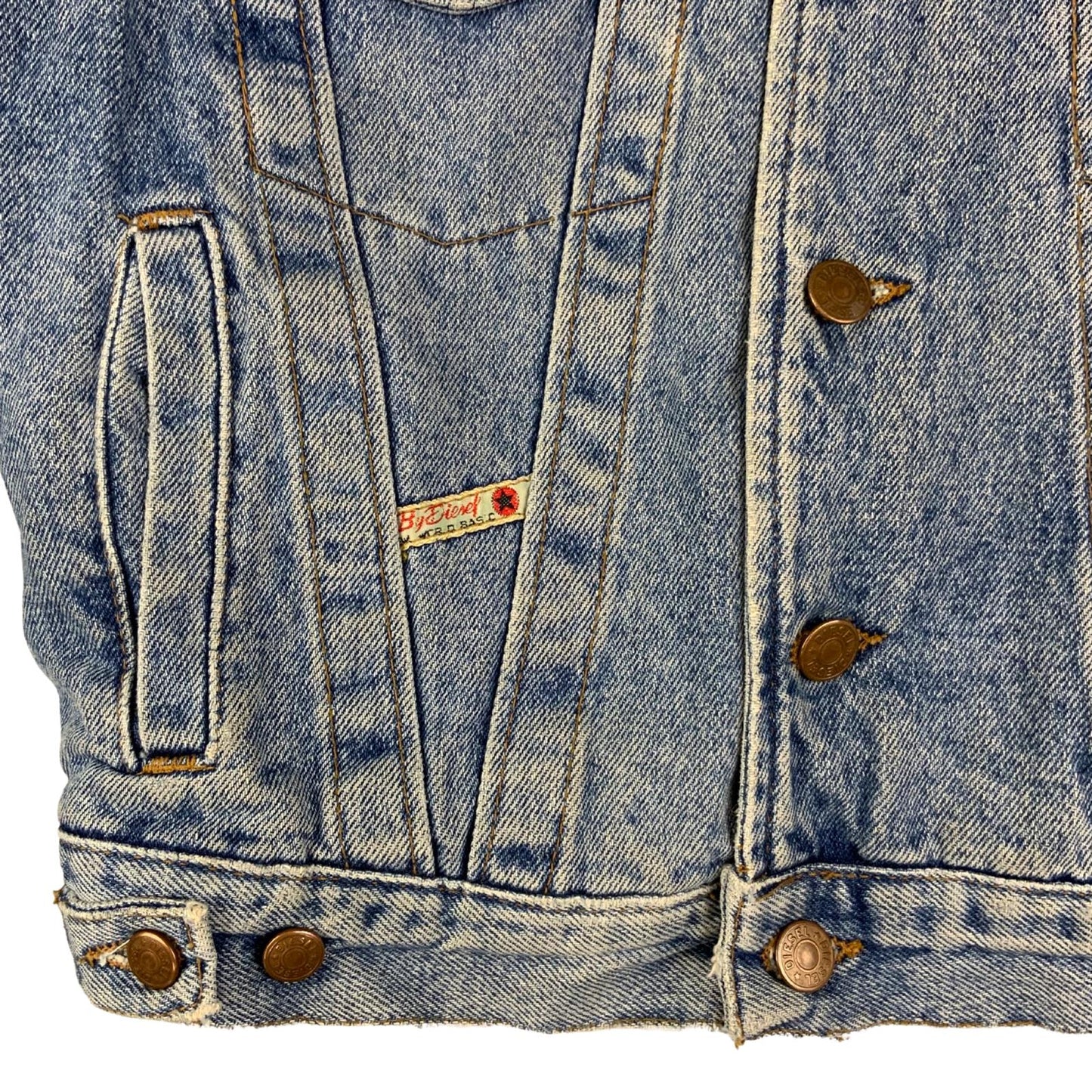 VTG 90s LADIES ITALIAN DIESEL MEXICAN SERAPE BLANKET LINED DENIM JACKET sz12 34”