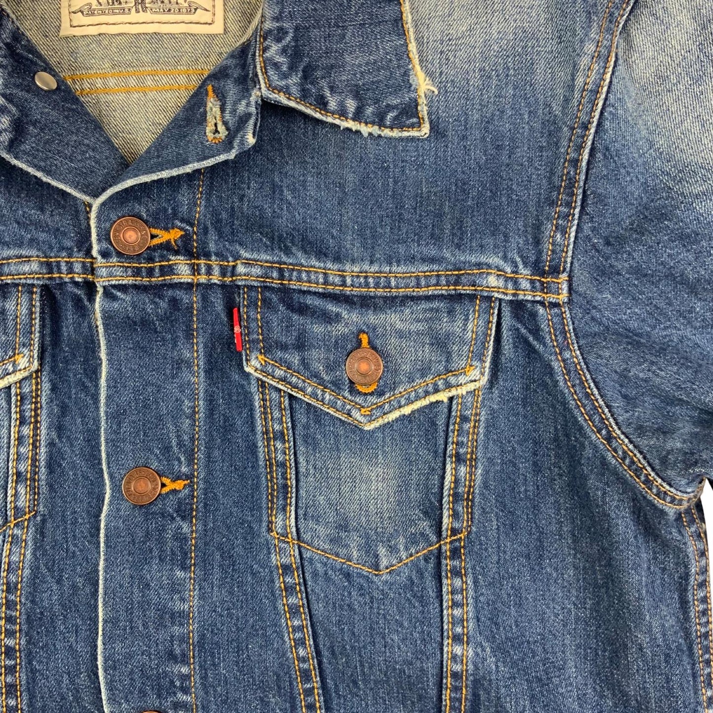 LEVIS RED TAB TYPE 3 TRUCKER DENIM JACKET SUPERB WEAR 36” S