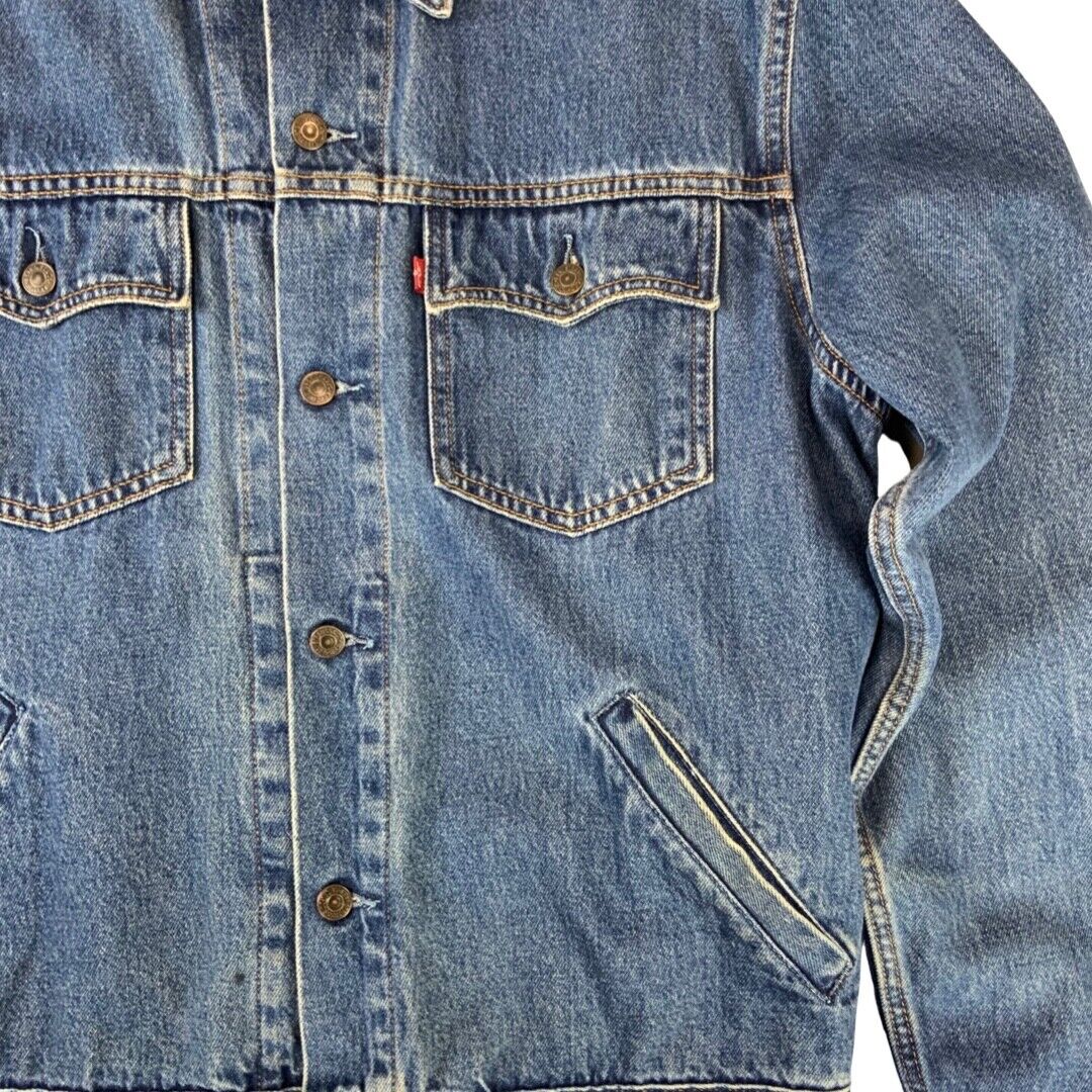 VTG LEVIS 70570 06 RED TAB DENIM CHORE TRUCKER JACKET WESTERN RODEO XL 46”
