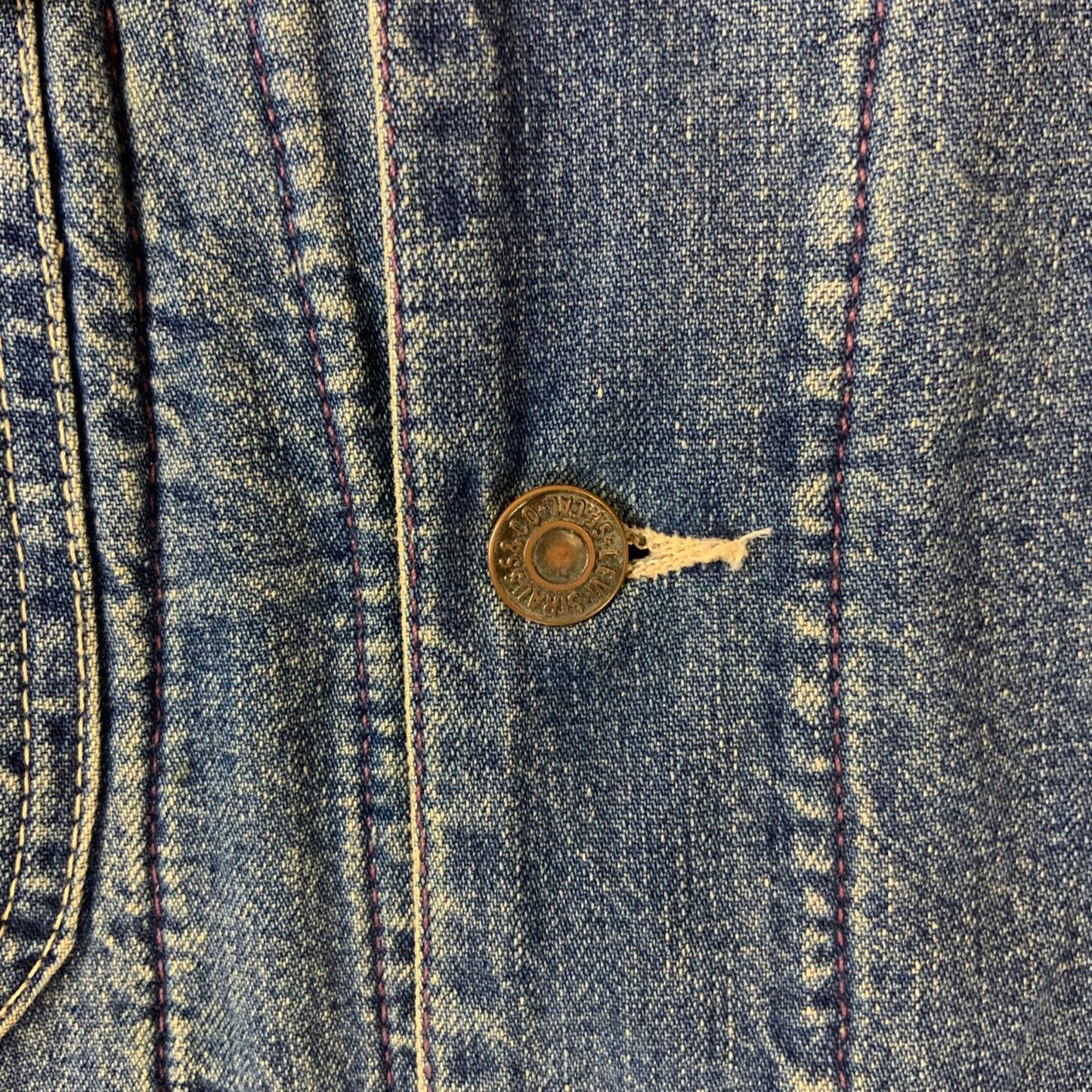 VTG LEVIS 70570 06 RED TAB DENIM CHORE TRUCKER JACKET WESTERN RODEO XL 46”