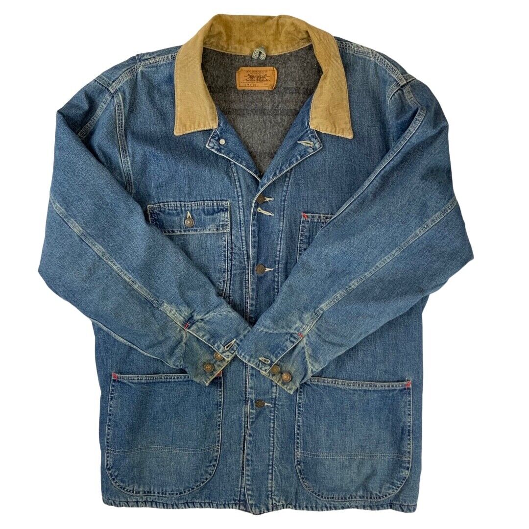 VTG RARE 70742-20 LEVIS WORKERS BLANKET LINED DENIM CHORE JACKET ROCKABILLY40” M