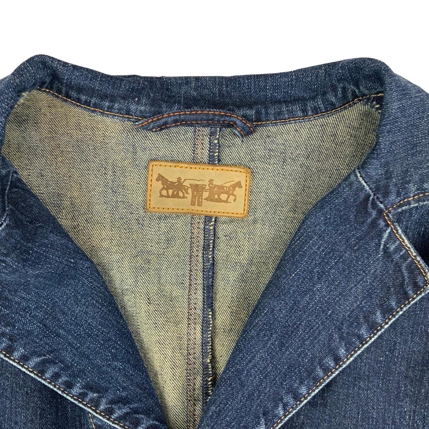 VTG LEVIS RED TAB LADIES INDIGO FITTED DENIM JACKET BLAZER 36" S