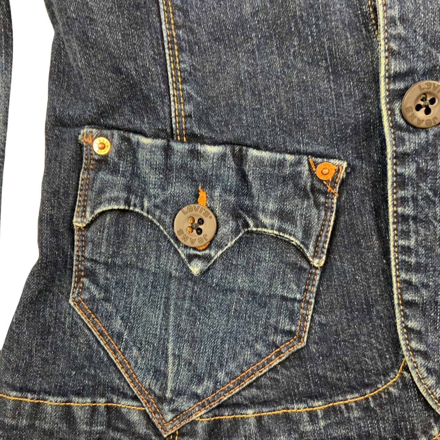 VTG LEVIS RED TAB LADIES INDIGO FITTED DENIM JACKET BLAZER 36" S