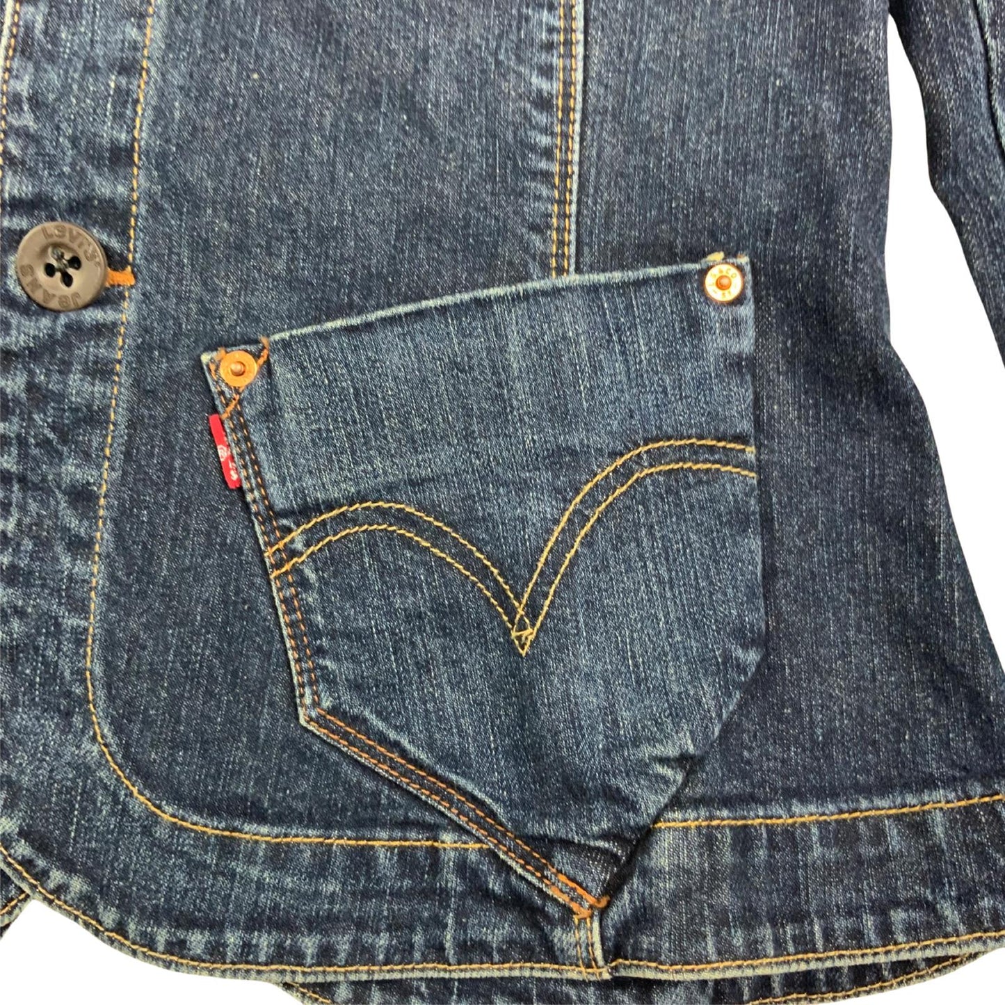 VTG LEVIS RED TAB LADIES INDIGO FITTED DENIM JACKET BLAZER 36" S