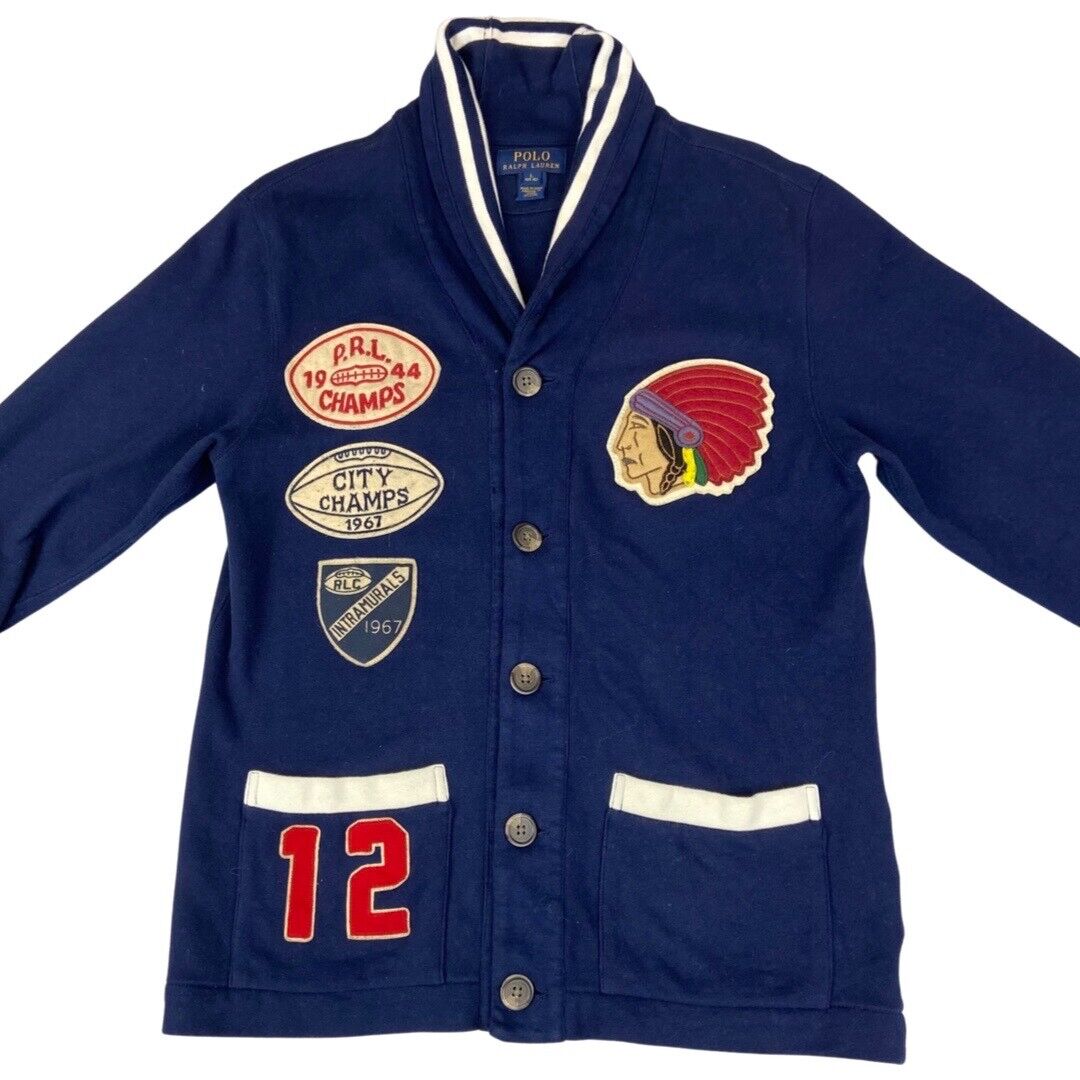 VTG STYLE RALPH LAUREN POLO VARSITY CARDIGAN SWEAT USA COLLEGE ROCKABILLY S 36”