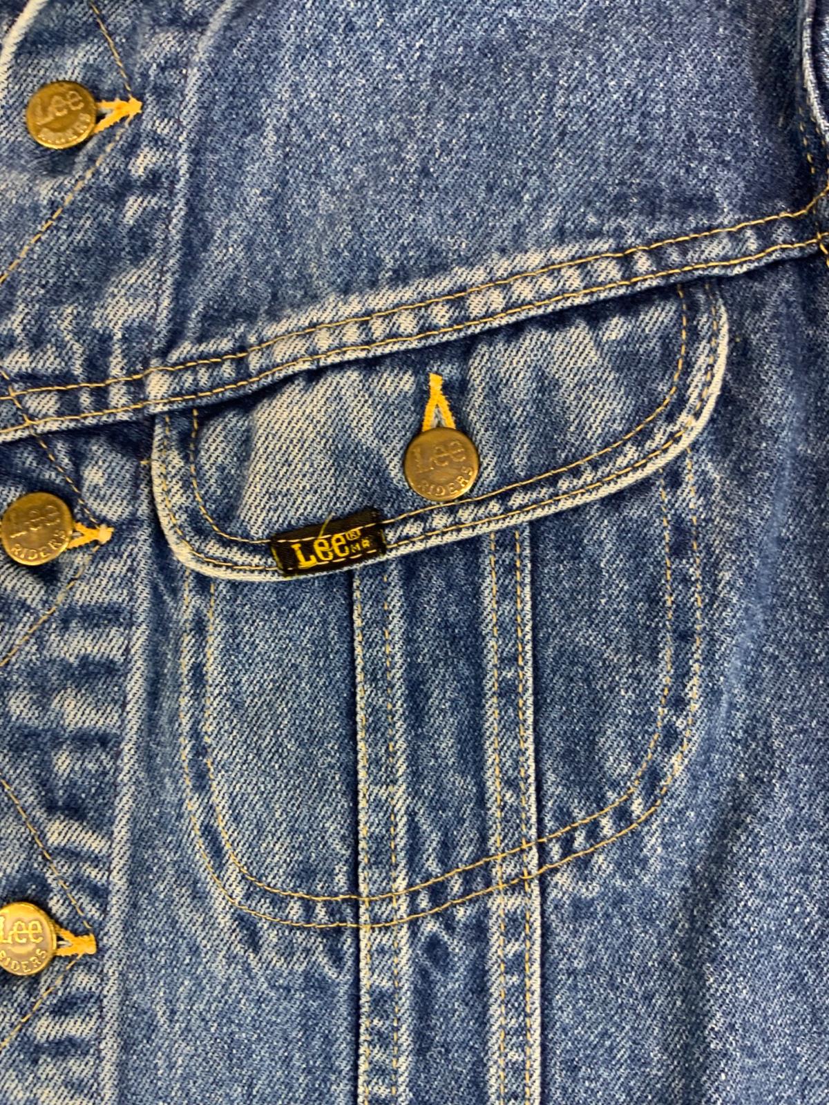 VTG 1970s LEE RIDERS USA UNION MADE DENIM TRUCKER JACKET MOD SKINS 34” KIDS