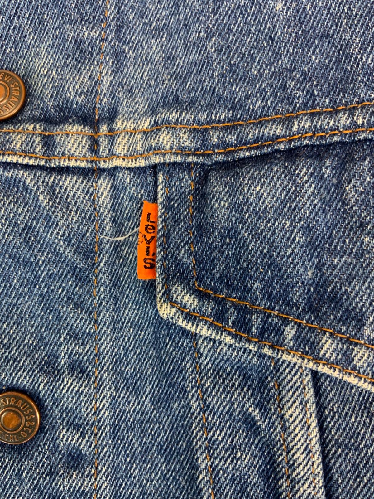 VTG 70s 80s LEVIS ORANGE TAB 30705 TYPE 3 TRUCKER DENIM JACKET MOD SKINS 38” S