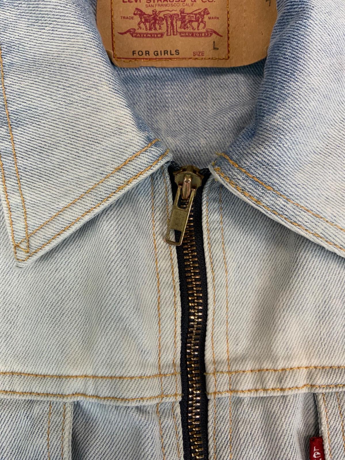 VTG Y2K LEVIS FOR GIRLS ZIP BLEACH FADED DENIM TRUCKER WESTERN JACKET 36” 10