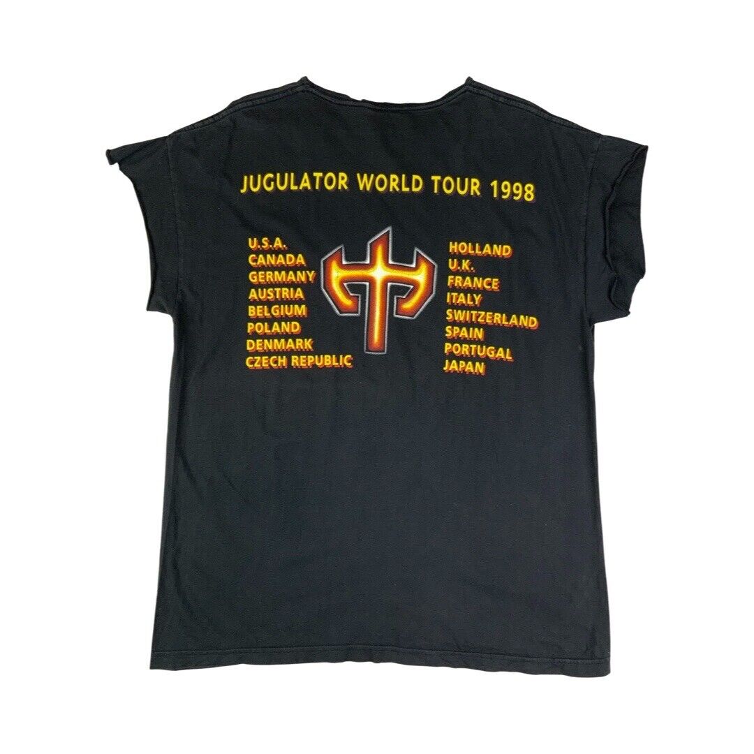 Vintage 1998 Judas Priest Jugulator World Tour 1998 Chopped Sleeve T-Shirt XL