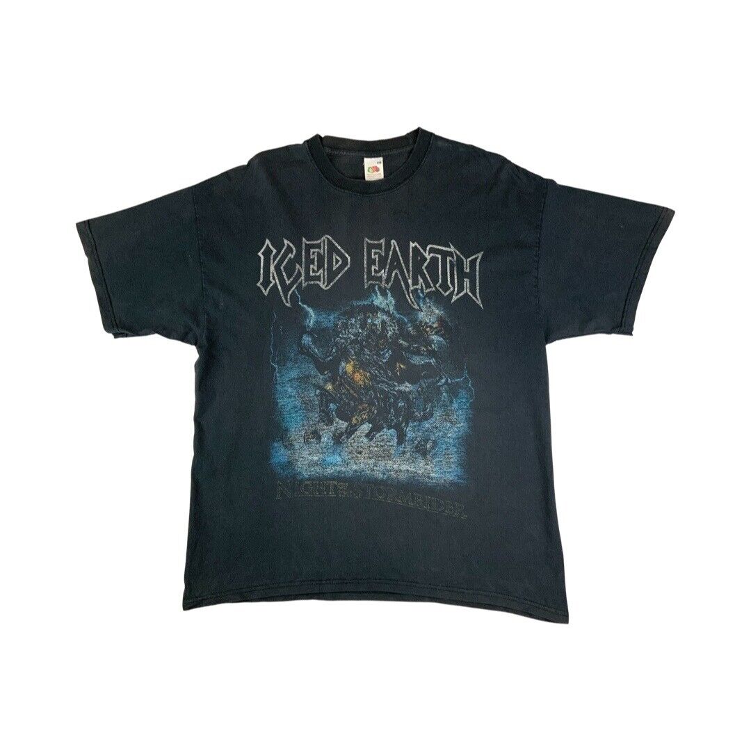 2000s Black Iced Earth Night Of The Stormrider Double-Sided Graphic T-Shirt XL